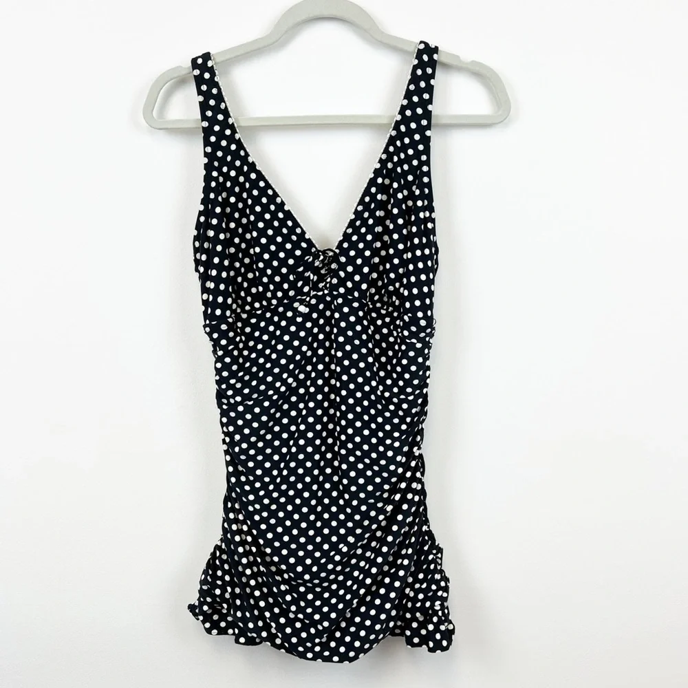 Coco Reef Polka Dot Mod One-piece with Ruffle Overlay 36D - Picture 1 of 11